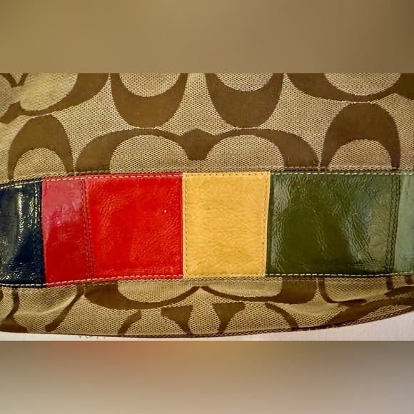 Authentic Coach Gold Signature Legacy Stripe Multi Color Shoulder Bag - Picture 8 of 12